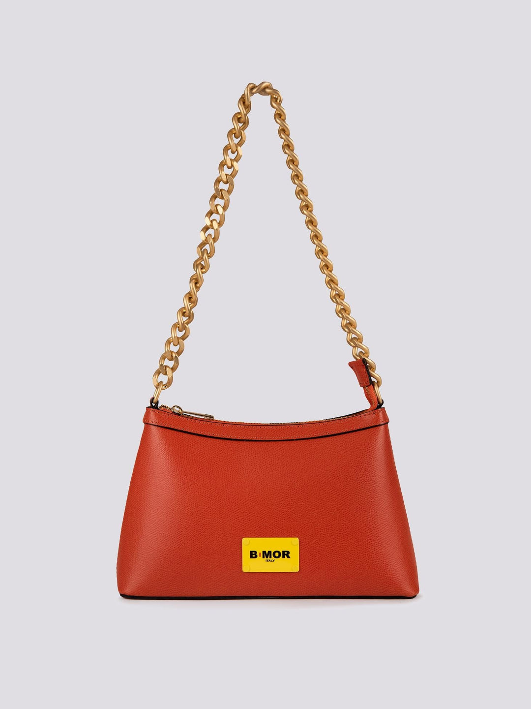 BORSA  CON CATENA ORO OPACA "QUEEN" IN PELLE MATTONE