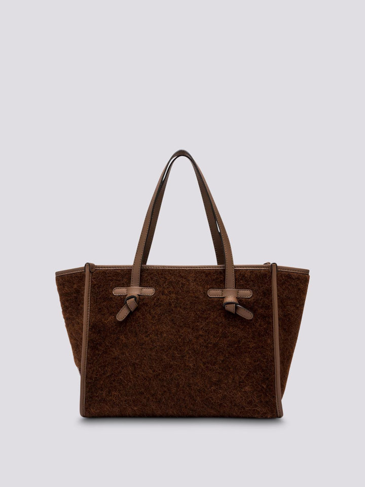 BORSA SHOPPING MARCELLA IN TESSUTO EFFETTO MOHAIR MARRONE