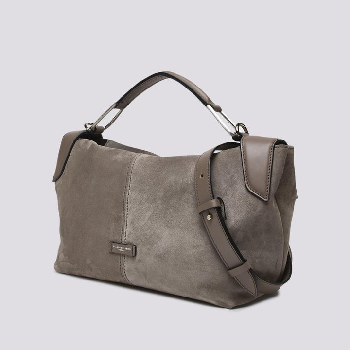 Borsa Alicudi in suede light grey
