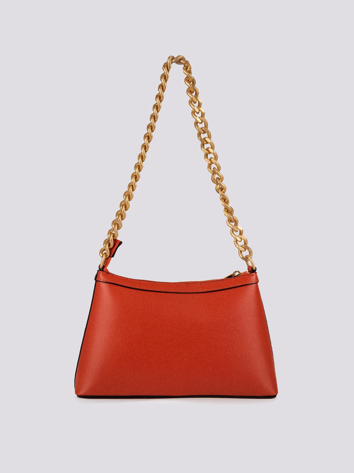 BORSA  CON CATENA ORO OPACA "QUEEN" IN PELLE MATTONE