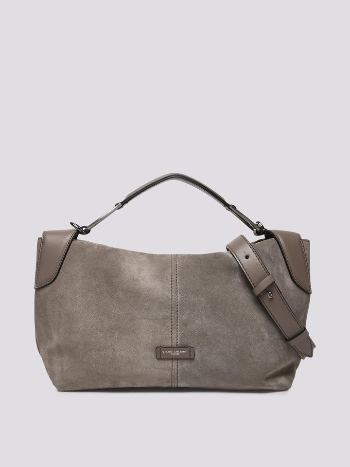 Borsa Alicudi in suede light grey