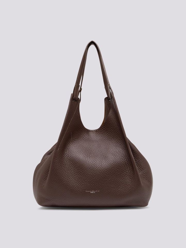 Borsa a spalla Dua in pelle martellata testa moro