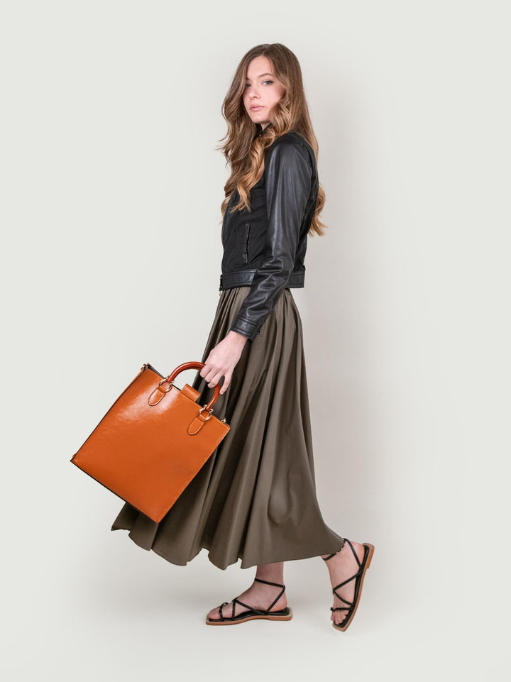 CARTELLA IN PELLE NAPLAK CUOIO CON MANICI IN RESINA "EMPIRE"